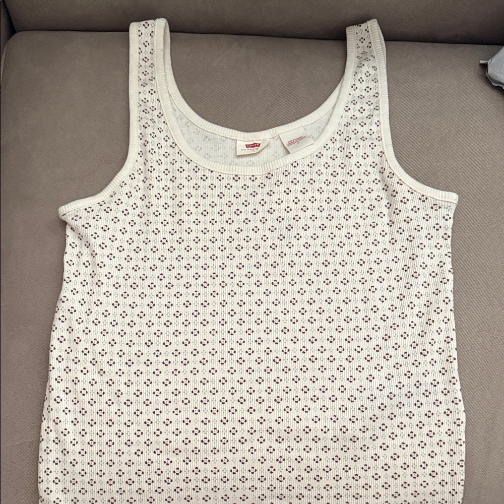 Levi's White Eyelet Knit Tank Top